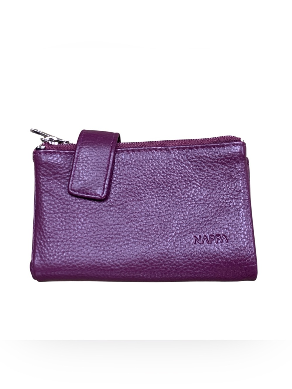 Nappa Purple Pebbled Leather Zip Wallet